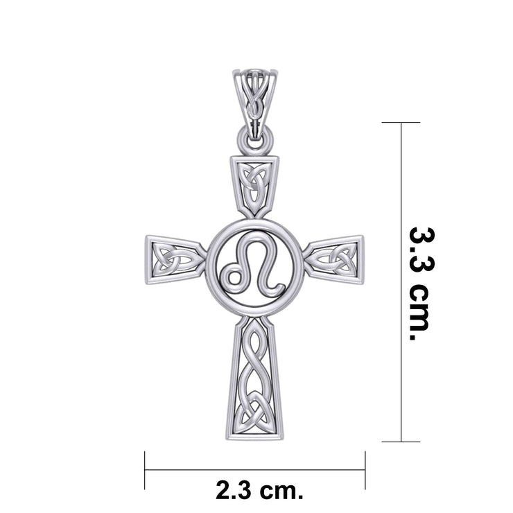 Celtic Cross Leo Astrology Zodiac Sign Silver Pendant TPD5952