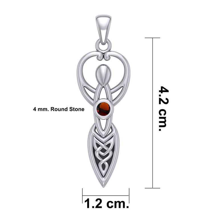 Celtic Goddess with Birthstone Silver Pendant TPD5959