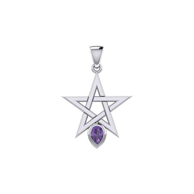 Pentagram Spirit Silver Pendant with Gemstone TPD5963