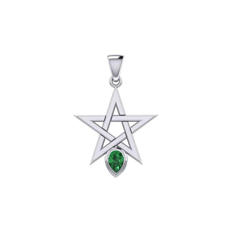 Pentagram Spirit Silver Pendant with Gemstone TPD5963