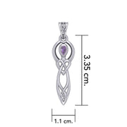 Celtic Knotwork Goddess with Gemstone Silver Pendant TPD5968