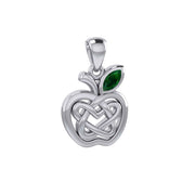 Celtic Spiritual Fruit Apple with Double Heart Silver Pendant with Gemstone TPD5987