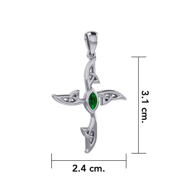 A beautiful statement of pride and faith ~ Sterling Silver Jewelry Celtic Cross Pendant with Gem TPD5988