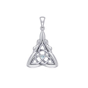 Double Goddess with Celtic Triquetra Silver Pendant with Gemstone TPD5989