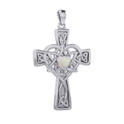 Celtic Heart Birthstone Trinity Cross Silver Pendant TPD5991
