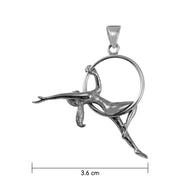 Beautiful Acrobat Lady With Her Magical Aerial Hoop Silver Pendant TPD5998