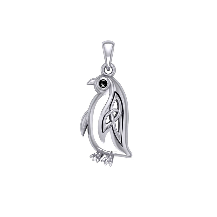 Celtic Spirit of The Antarctic Penguin Silver Pendant with Gem TPD6010