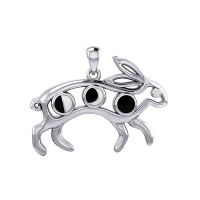 Rabbit or Hare Silver Pendant with Moon Phase TPD6033
