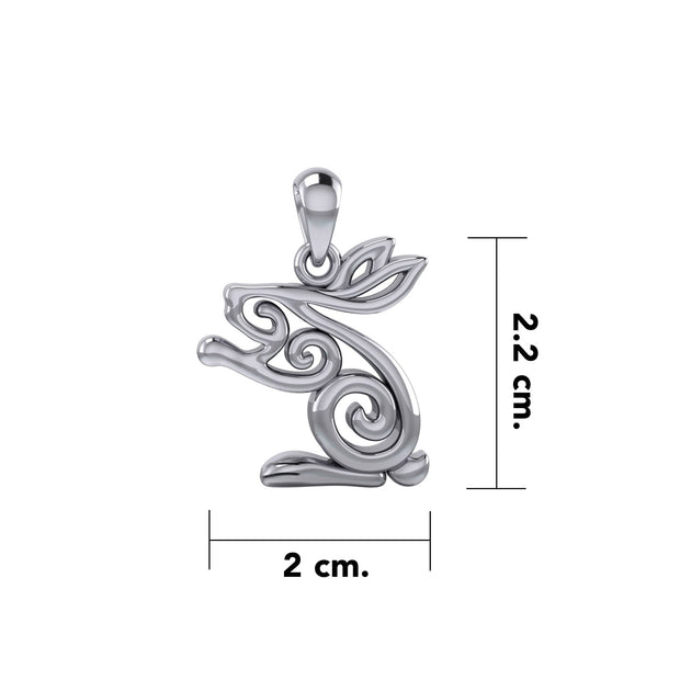Celtic Spiral Rabbit or Hare Silver Pendant TPD6037
