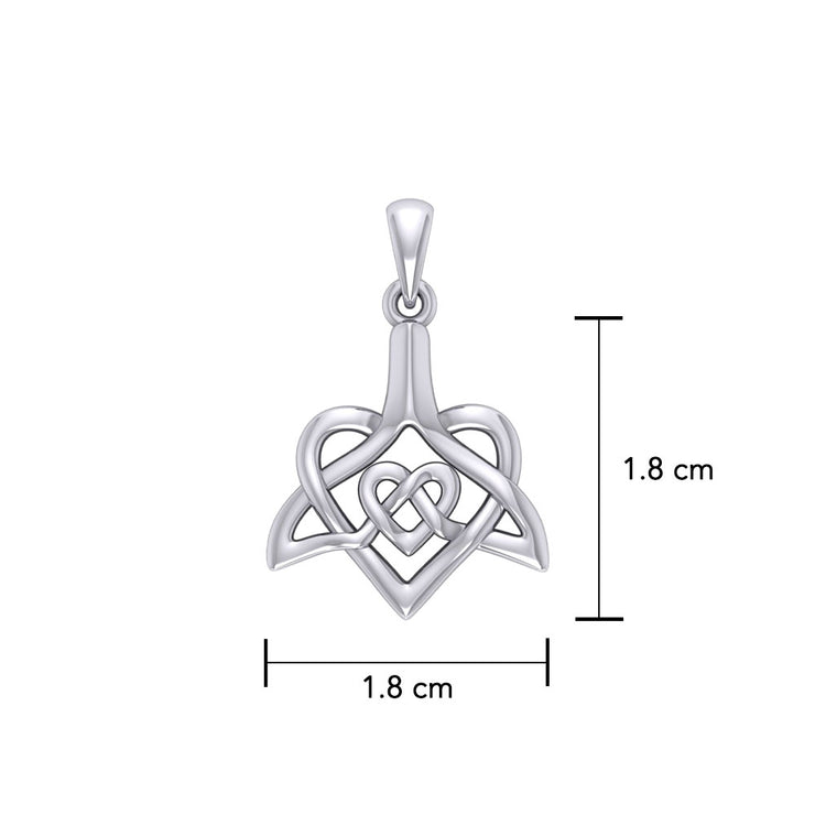 Celtic Whale Tail And Double Heart Silver Pendant TPD6055