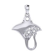 Manta Ray With Double Hearts Silver Pendant TPD6071