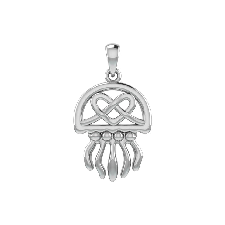Jellyfish with Celtic Heart Silver Pendant TPD6078