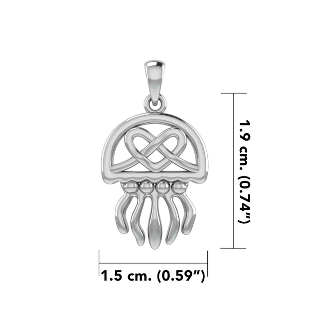 Jellyfish with Celtic Heart Silver Pendant TPD6078