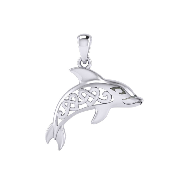 Celtic Dolphin And Double Heart Pendant TPD6084