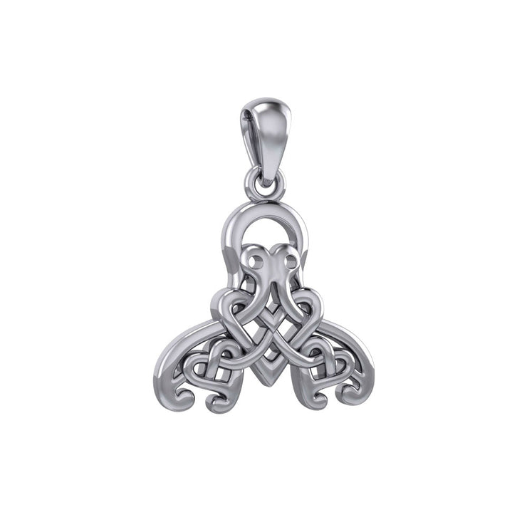 Celtic Octopus with Triple Heart Silver Pendant TPD6092