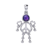 Peace Love and Celtic Tritinty Knot Doll Silver Pendant TPD6106