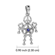 Peace Star and Love Doll Silver Pendant With Gem TPD6109