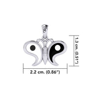 Harmony and Balance Sterling Silver Yin Yang Butterfly Pendant by Peter Stone Jewelry TPD6210