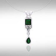 Celtic Knotwork and Gems Silver Pendant TPD701