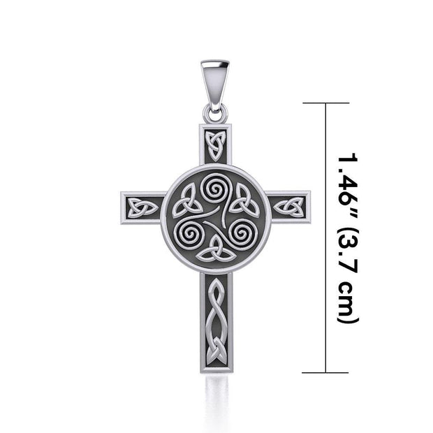 Celtic Knotwork Triskele Cross Silver Pendant TPD705