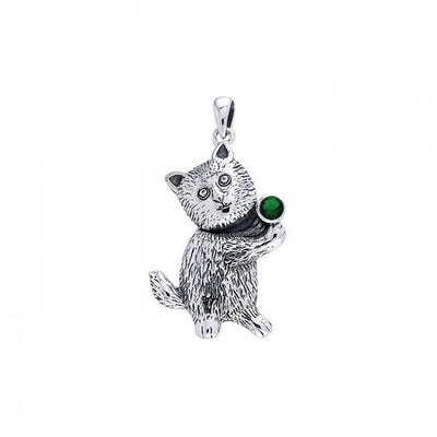 Standing Kitty Silver Pendant TPD722