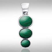 Flat Tiered Cabochon Silver Pendant TPD746