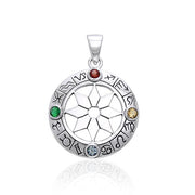 Zodiac Signs Silver Pendant with Mix Gems TPD827 Pendant