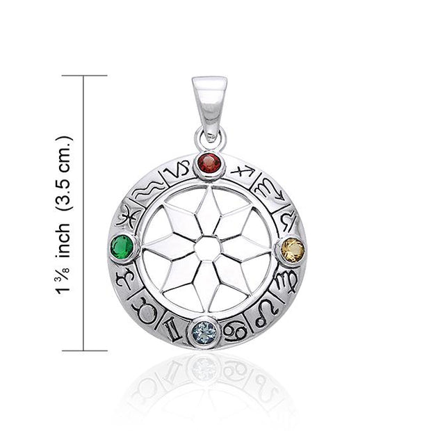 Zodiac Signs Silver Pendant with Mix Gems TPD827