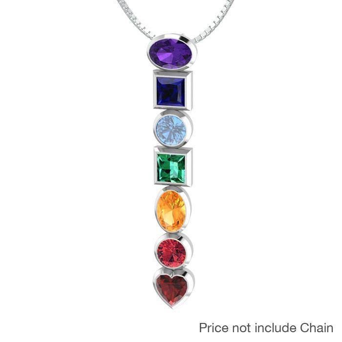 An inspirational healing ~ Sterling Silver Chakra Pendant with Gemstones TPD856