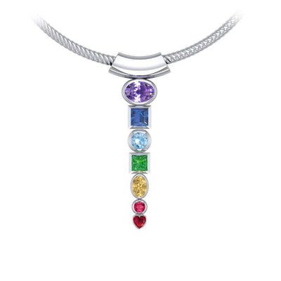 A vital healing ~ Sterling Silver Chakra Pendant with Gemstones TPD857
