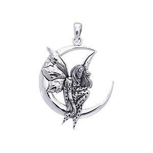 Amy Brown Moon Dream Fairy Sterling Silver Jewelry Pendant TPD872