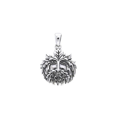 A solemn symbol of the natural world’s endless cycle ~ Sterling Silver Green Man Pendant Jewelry TPD983