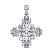 Modern Celtic Knotwork Cross Silver Pendant TPD984