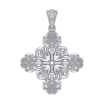 Modern Celtic Knotwork Cross Silver Pendant TPD984