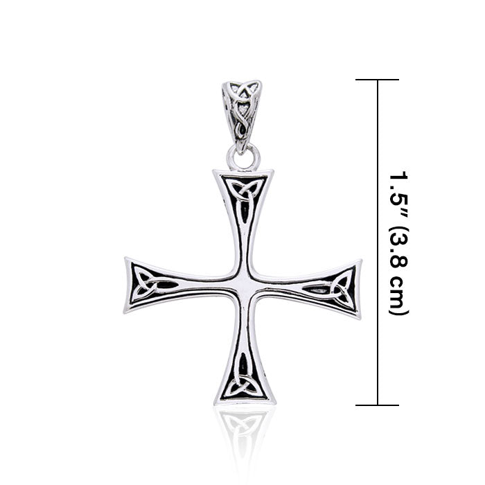 Celtic Trinity Knot Cross Silver Pendant TPD987