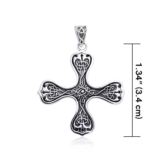 Celtic Knotwork Cross of the Spirit Silver Pendant TPD988