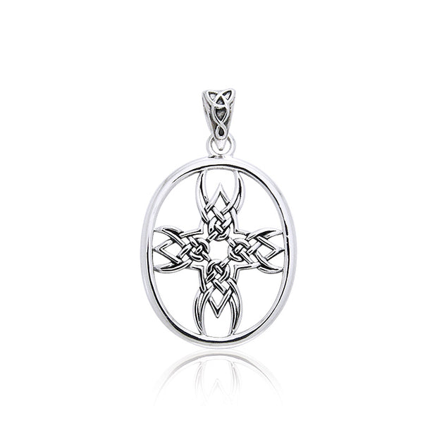 Celtic Knotwork Tribal Cross Silver Pendant TPD989