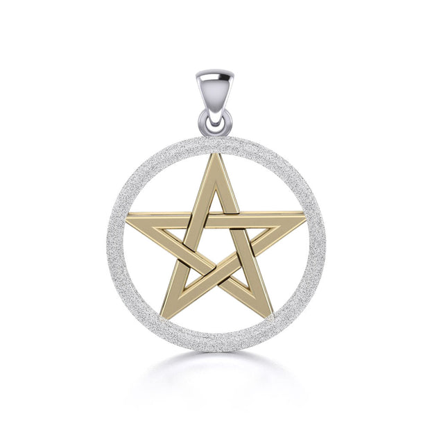 Silver and Gold Pentacle Pendant with Sand brush TPV089/S