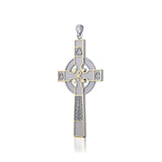 Medieval Celtic Cross Silver and 18K Gold Accent Pendant TPV121