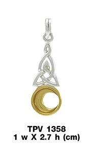 A wonderful start ~ Sterling Silver Celtic Crescent Moon Triquetra Pendant Jewelry in 14k Gold accent TPV1358