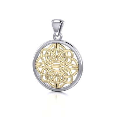 The serenity and peace in eternity ~ Celtic Knotwork Sterling Silver Pendant Jewelry with Gold accent TPV153