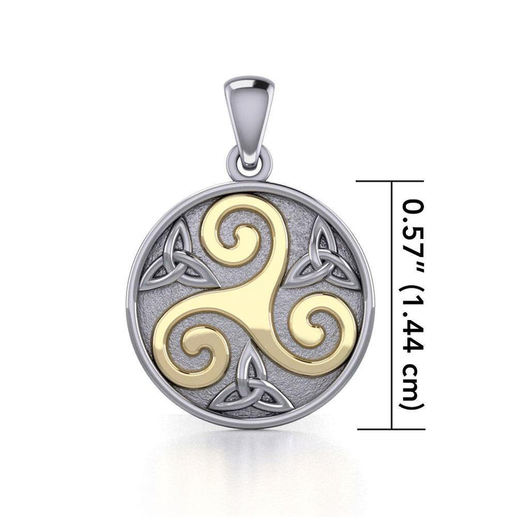 Celtic Triple Spiral Trinity/Triquetra Silver and Gold Pendant TPV345