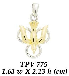 The Love of a Flying Dove ~ Sterling Silver Pendant Jewelry with Gold Accent TPV775