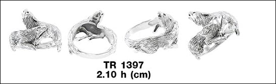 Wolf Pair Silver Ring TR1397