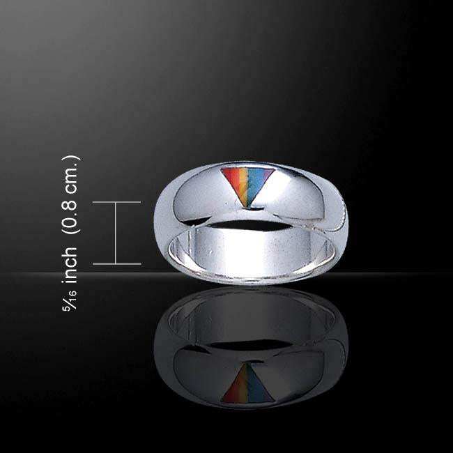 Rainbow Triangle Silver Band Ring TR1422