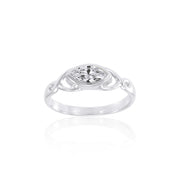 Celtic Knotwork Sterling Silver Ring with Gem TR1623