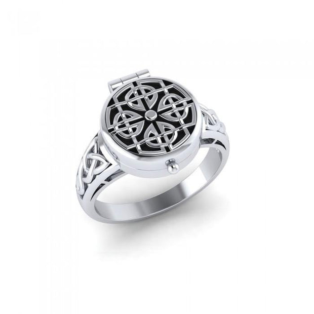 Celtic Knotwork Silver Poison Ring TR1635