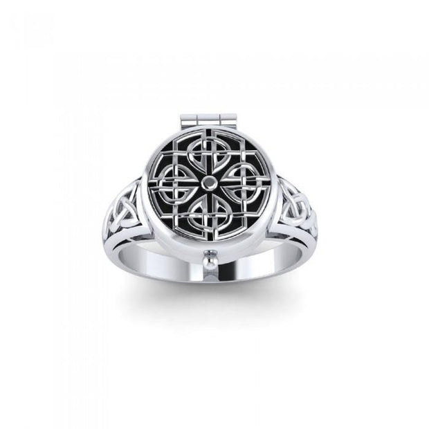 Celtic Knotwork Silver Poison Ring TR1635