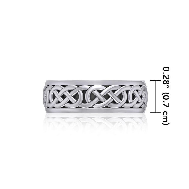 Celtic Knotwork Sterling Silver Spinner Band Ring TR1687