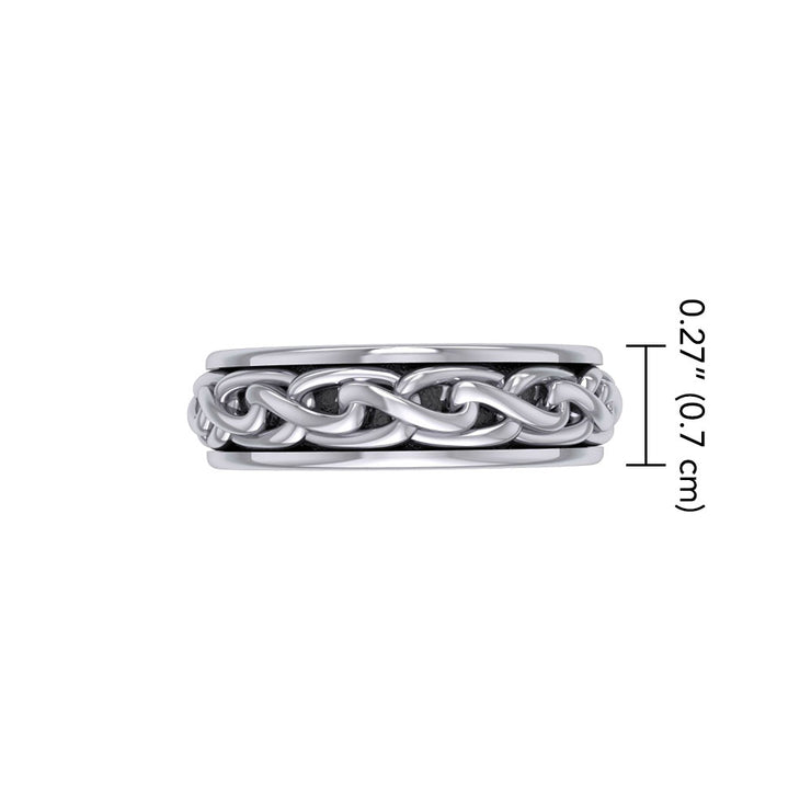 The weave of endless journey ~ Celtic Knotwork Sterling Silver Spinner Ring TR1693